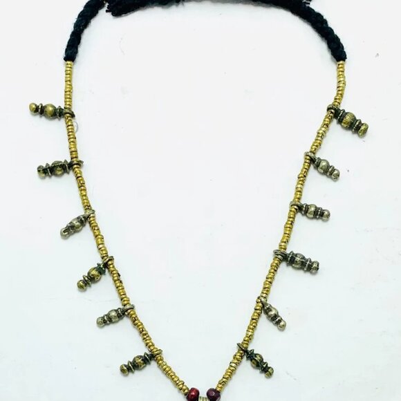 Vintage Triangular Amulet Style Pendant Necklace, Beaded Chain Necklace - Picture 7 of 13